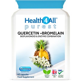 Health4All Health4All Quercetin 400mg + Bromelain 100mg 60 Capsules (V) Natural Antihistamine. Vegan Immune Support Quercetin Supplement