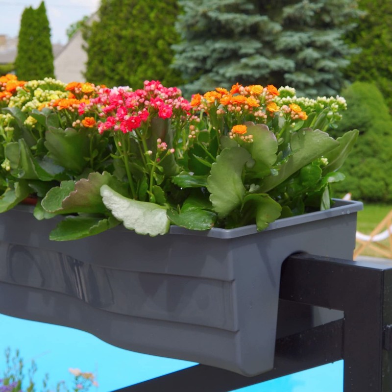 Ridge Rail Long Rectangular Flower Pot, Indoor/Outdoor Hanging Rail Planter