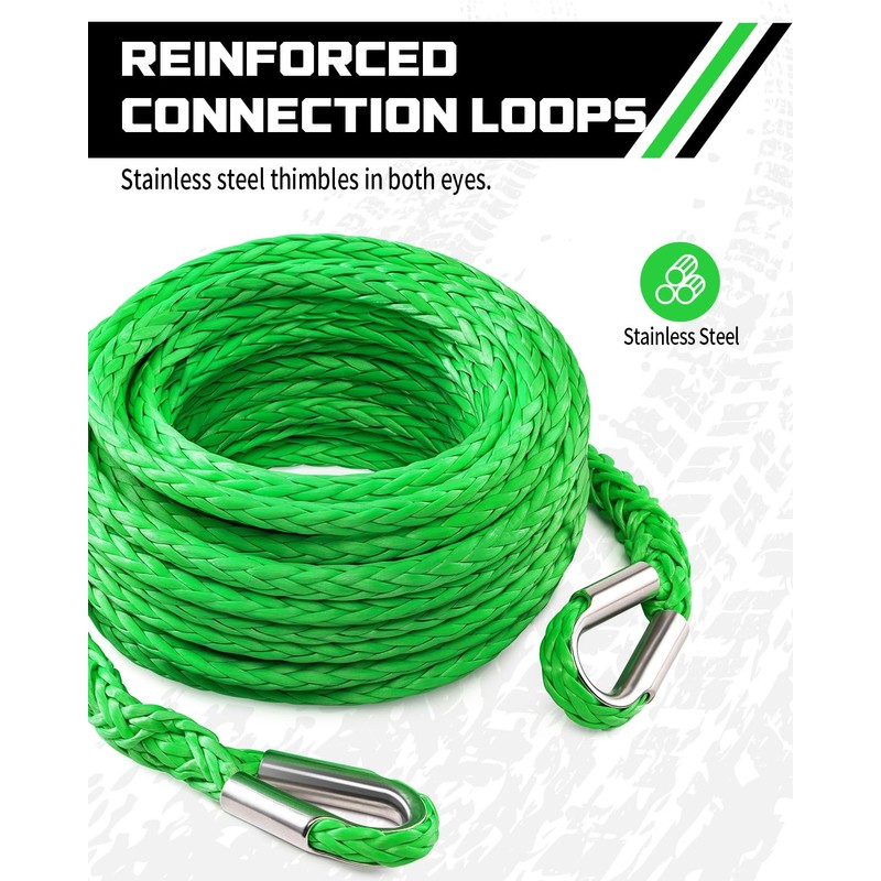 DAYDOOR Winch Rope Extension, 3/8'' x 50ft Synthetic Winch Extension