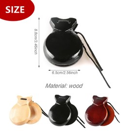 SAHENITEANA Spanish Castanets, Traditional Flamenco Castanets with String, Wooden Hand Percussion Castanets for Adults Beginners (Brown, 2Pcs)