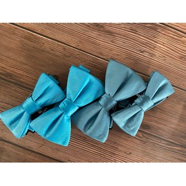 KissTies Pre-Tied Turquoise Blue Bow Tie Classic Solid Satin Tuxedo Bowties