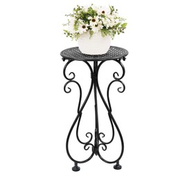 NAKUPE Metal Plant Stand, Heavy Duty Flower Pot Stand 17" Tall, Single Planter Holder for Indoor, Outdoor, Garden, Patio, Porch, Balcony, Home Decor, Black(1 Pack)