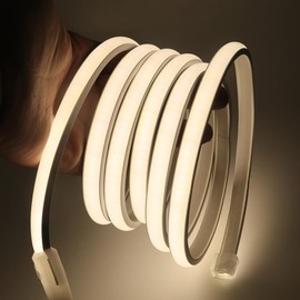 HEGEHE Flexible COB Neon Strip, 288 LEDs/m, IP65 Waterproof Silica Gel LED Rope Light for Home Kitchen Bedroom Outdoor Decor(4m, Natural White)