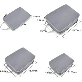 Cubos de embalaje de compresión para maletas, 3 juegos de cubos organizadores de， bolsas organizadoras de maletas de equipaje expandibles,gris