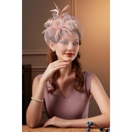 Blush Pink Kentucky Derby Fascinators for Women, Fascinators Hat for Tea Party for Cocktail, Wedding, Fancy Party for Girls