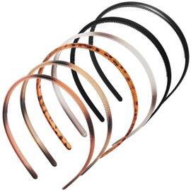 LOPHE 6 Pcs Plastic Headband With Teeth, Soft Non Slip Hair Hoop Fashionable Headband Hair Bands Headbands Thin Teeth Skinny Hairbands 90s Zigzag Headbands for Women Men Girls(B)