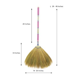 40 inch Tall of Asian Broom for Cleaning Tile Floor,Soft bristles,Long Handle Hand Grip The Reed Tree with Grass, Design for Sweeper Garbage Dust,Vintage Broom,Durable Indoor & Outdoor