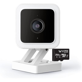 Cam V3 Smart Home Security Camera, Indoor/Outdoor Use, IP65-Rated, 1080p Plug-in, Color Night Vision, Motion Detection, Two Way Audio, Compatible with Alexa, Google Assistant, Cam V3+256GB SD Card