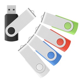 Enfain Unidad Flash USB de 32 GB a Granel USB 2.0, Unidad de Memoria giratoria, con indicador LED, pus 12 Etiquetas de Marca extraíbles (32 GB, Multicolor 5 Unidades)