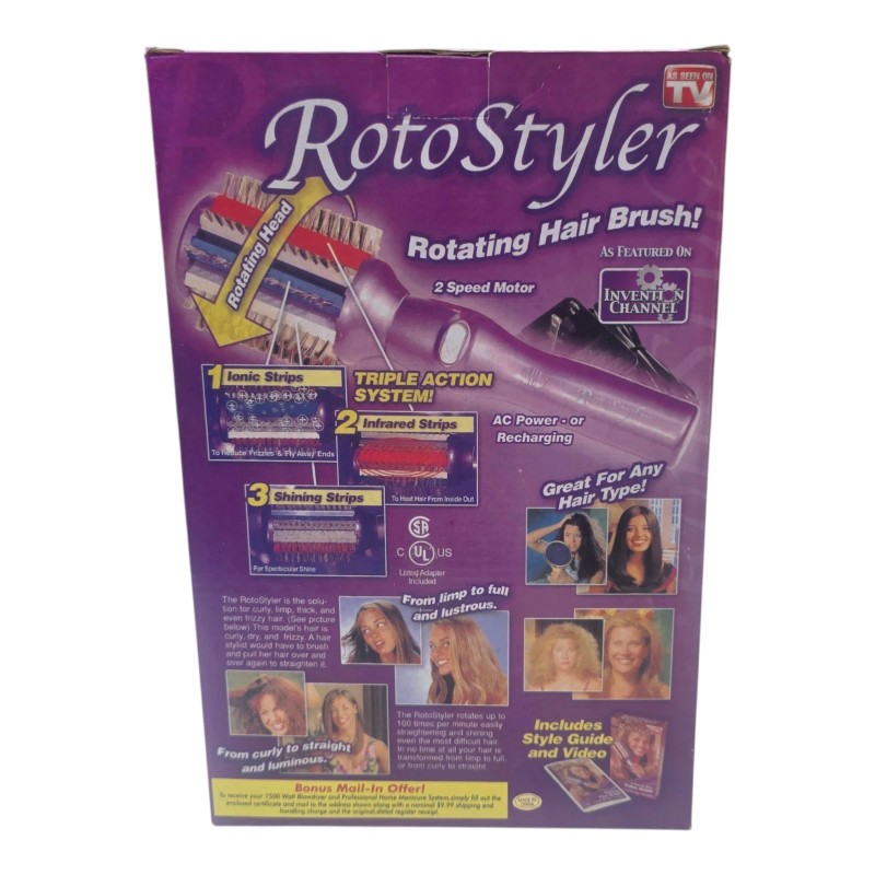 Rotostyler Rotating Styling Hair Brush 3X Action Straightener WORKS with