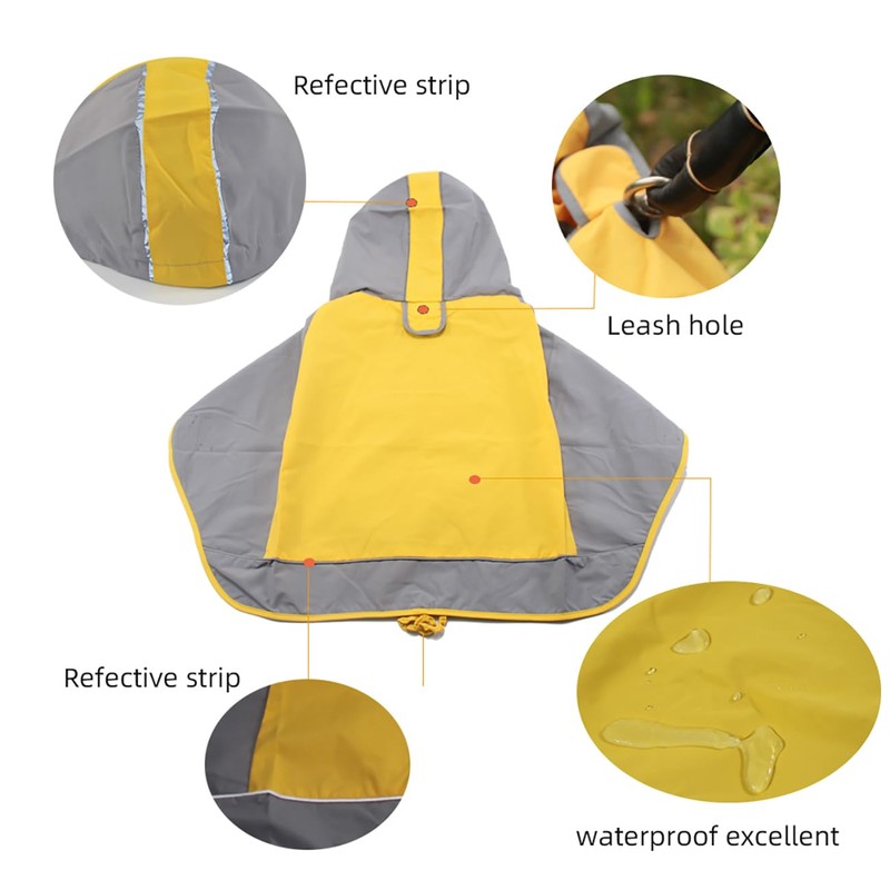ClawsPurrfect Dog Hooded Waterproof Rain Jackets: Lightweight, Large, Medium, Refective