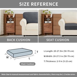 Easy-Going Sofa Seat Cushion Covers Armchair, 1 Piece Stretch Jacquard Sofa Slipcover, Non Slip Pet Dog Couch Cushion Covers, Replacement Caravan Single Sofa Seat Covers Protectors, Dark Grey