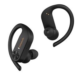 HAPPYAUDIO S1 Earbud TWS Headphones Bluetooth 5.0 Wireless Headset Sports w/Ear Hooks Built-in Mic Volume Control, IPX7 Water Resistant Sweatproof, 56Hrs Playtime for iOS Android (Black)