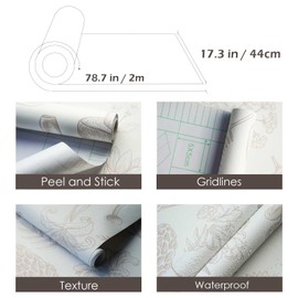 LUKUUI Mushroom Wallpaper, Floral Peel and Stick Wall Paper Removable Contact Paper for Bathroom Bedroom Cabinets, 17.3"×78.7", Beige