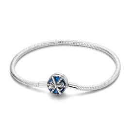 Hapour Bracelet 925 Silver Charms Bracelet with Stones Flower Moments Charms Iconic Snake Bracelet Women's Bracelet for Women, Sterling Silver, Cubic Zirconia