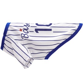 Paiaite Sleek Striped Dog Vest: Sleeveless Baseball-Style Dog Shirt, Ideal Fit for Small, Medium, and Large Breeds,Polyester Fabric for Comfort, Breathability, and Stretchiness Blue M