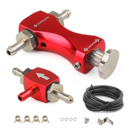 MiJunHD Manual Boost Controller, Universal Aluminum Pressure Regulation Valve Kit with Mounting Bracket Hose for Turbocharged Engine Components (Red, 1-Piece)