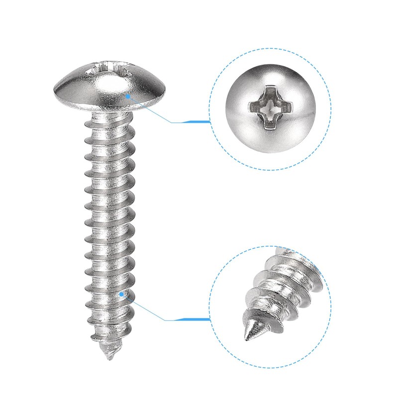sourcing map Phillips Head Self Tapping Screws, #8x1" 304 Stainless