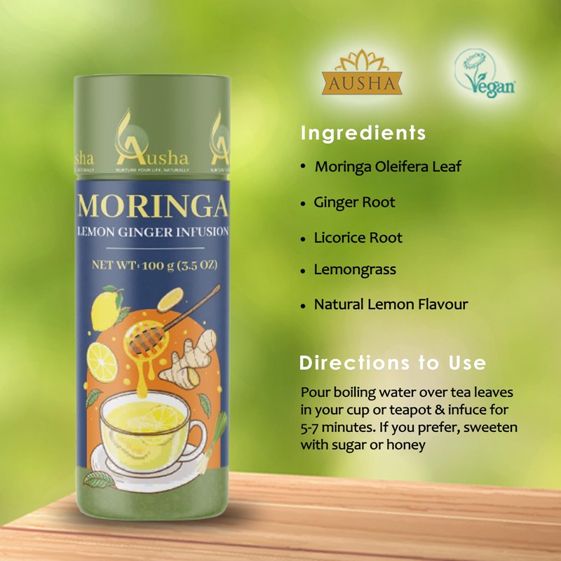 Ausha Moringa Tea 100g - Moringa + Ginger + Licorice