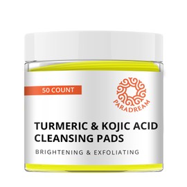 Paradream Turmeric Kojic Acid Cleansing Pads: Face Exfoliating Scrub Pads for Dark Spots - Deep Clean Pores Suitable for all Skin Types 50PCS