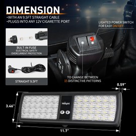 Nilight Red White 48LED Visor Strobe Lights Interior Windshield Emergency Warning Light Super Bright LED for Police Enforcement Firefighters Vehicle Trucks