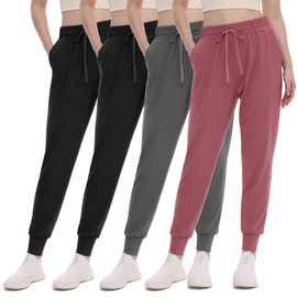 GAYHAY 4 Pack Joggers for Women - Ultra-Soft Lightweight Women Sweatpants with Pockets for Lounge Yoga Workout