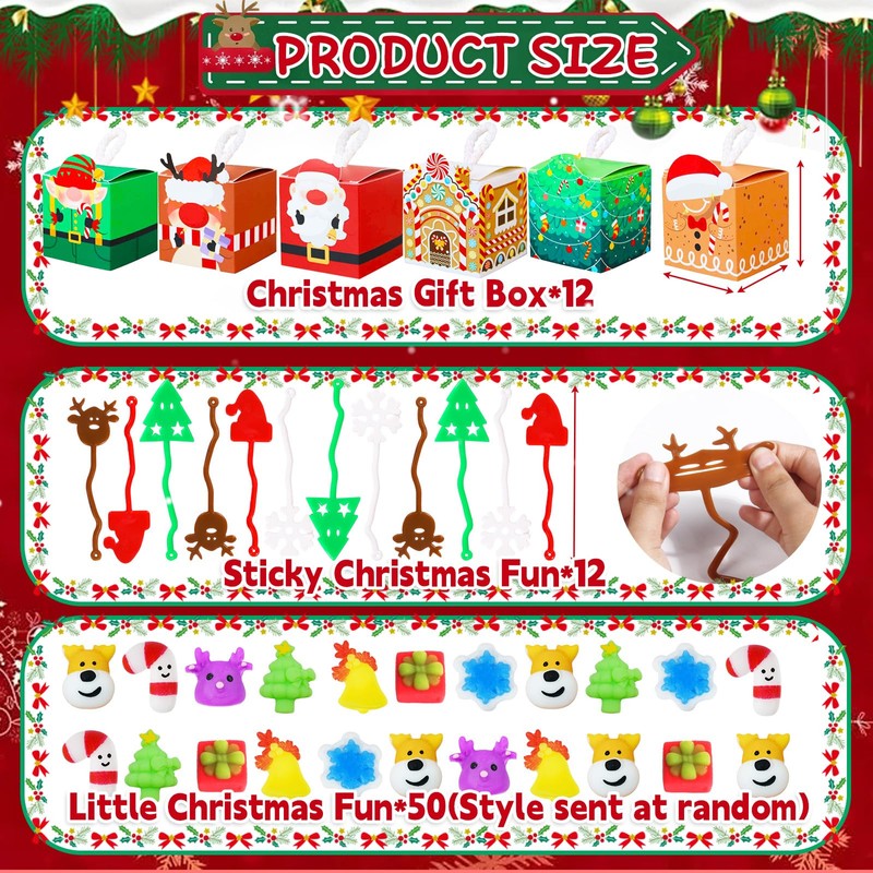 Timlotti 74Pcs Christmas Party Favors with Gift Boxes Goodie Bag