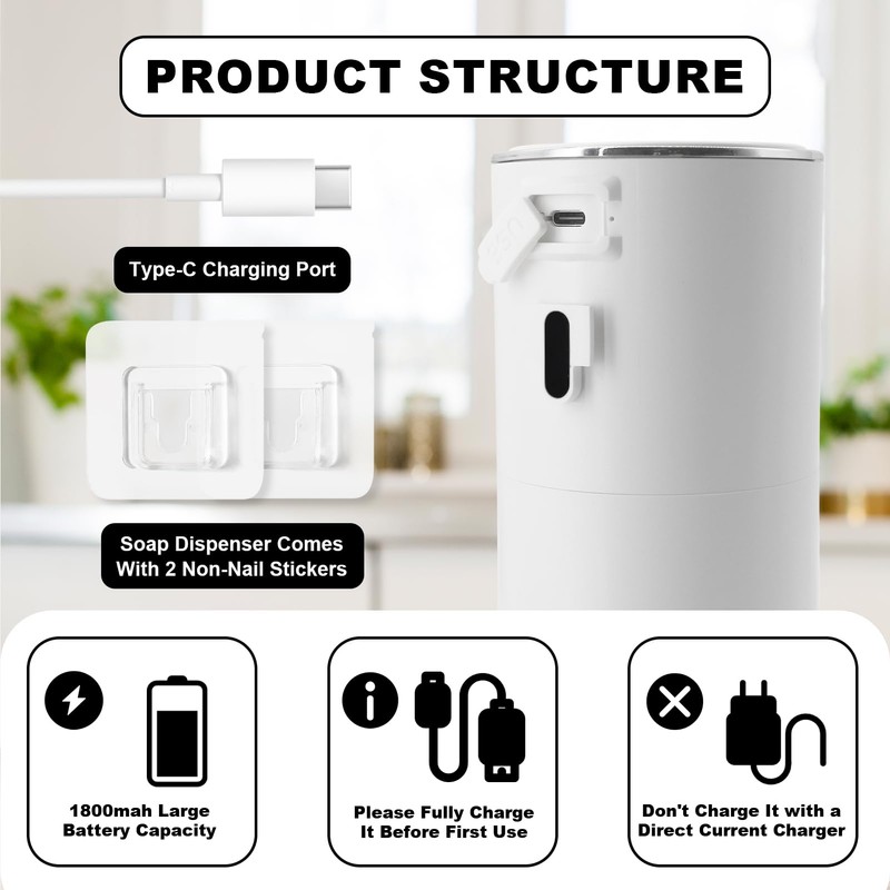 PINENUTS Automatic Soap Dispenser 13oz. Wall Mount Touchless 4 Gear