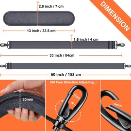 ZINZ 60 Inch Shoulder Strap with Removable Ultra-Thick Pad, Adjustable Buckles Shoulder Crossbody Strap for Briefcase Messenger Bag Laptop Bag Luggage，Dark Gray