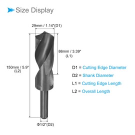 CoCud Shrink Shank Drill, 1.1 inches (29 mm), Cutting Edge, 0.5 inch (12.7 mm) Shank, Nitride Coated High Speed Steel 9341 Twist Drill (Application: Stainless Steel, Metal, Wood)