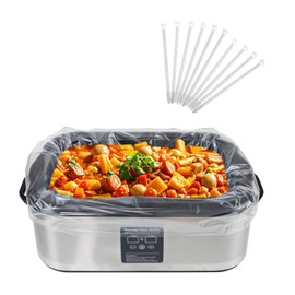 Electric Roaster Liners(10 Liners), 18" × 34" Disposable Roaster Liners Fit 16, 18, 22 Quart Roasters Cooking Bags for Instant Cleanup Stew pot bag with 10 cable ties