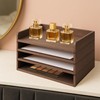 PROLEE Wooden Paper Tray Organizer for Desk,Stackable Paper Holder and