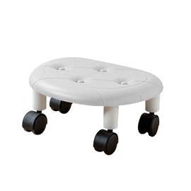 Low Roller Seating PU Surface Plastic Structure Movable Universal Wheels Stool for Living Room Baby Room White