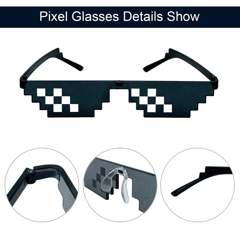 [Lorigun] Thug Life Sunglasses Pixel Mosaic Glasses Party Glasses MLG