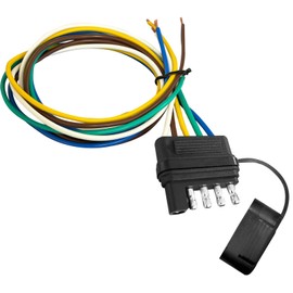 WALSIO 5 Way Flat Trailer Wiring Harness, 5 Pin Trailer Connector with 22 Inch Male and Female Extension 18AWG Protected Wiring Harness for Trailer Boat Truck RV Vans Color-Coded