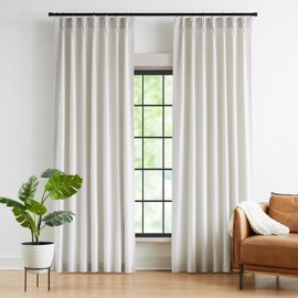 Kayne Studio Pinch Pleated Velvet Curtains 108 Inch Long,60% Blackout Room Darkening Soundproof Thermal Insulated Window Drapes with Back Tab for Bedroom, Grayish White,22 Hooks,2 Panels,38" x 108"