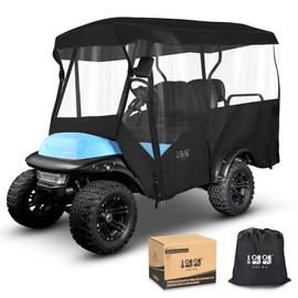 10L0L Universal 4 Seater Golf Cart Enclosure - Only for 94" Roof Rain Cover for Yamaha Club Car EZGO | Heavy-Duty 600D Waterproof Windproof | 4 Clear Windows, Side Mirror Cutouts Driving Enclosure