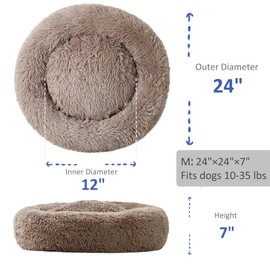 Washable Dog Round Bed Small, Donut Dog Bed Small Dog, Comfy Dog Calming Bed