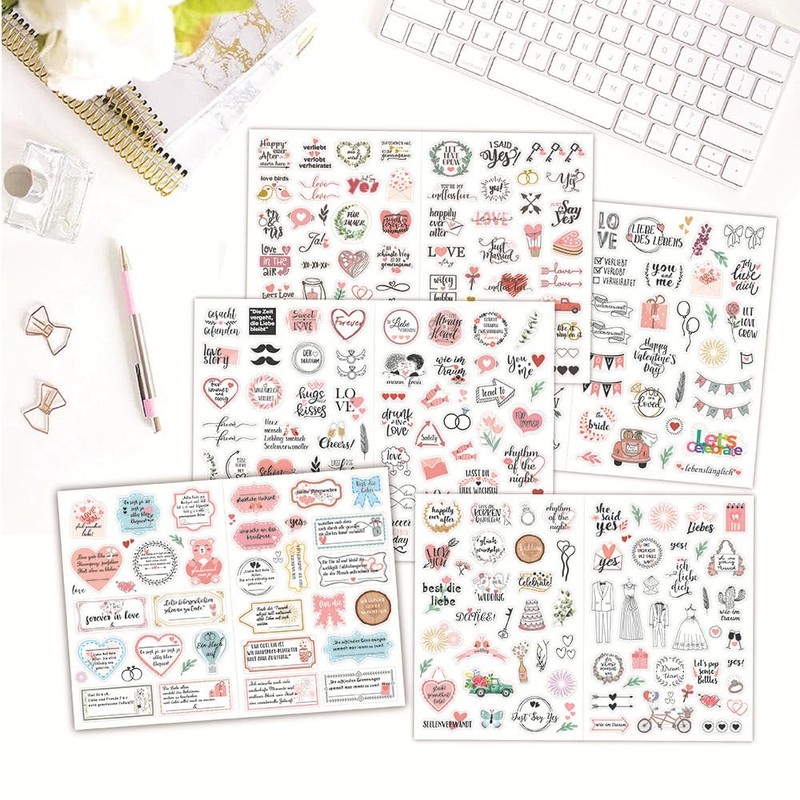 Levigo Wedding Scrapbook Stickers 5 Sheets Wedding Scrapbooking Supplies (PZ002)