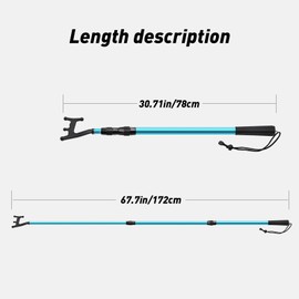 SANLIKE Telescopic Boat Hook,Docking Telescopic Pole,Floating,Durable,Rust-Resistant with Luminous Bead Boat Hooks Boating Accessories Non-Slip Push Pole for Docking (66.9 in Telescopic Boat Hooks)