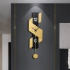 Dusky Shark Modern 34" Geometric Digital Wall Clock in Gold