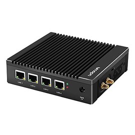 Vnopn Micro Firewall Appliance 4 Intel 2.5GbE NIC Ports Fanless Mini PC, Network Gateway Soft Router Mini Computer Intel N3700 Quad Core, Support AES-NI, 4GB DDR3, 64GB mSATA SSD
