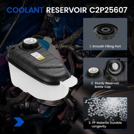 SYKRSS Engine Coolant Reservoir Tank C2P25607 Compatible with Jaguar F-Type 2014-2021 3.0L 5.0L, XK 2007-2009 4.2L, XK XKR 2010-2015 5.0L, XKR-S 2012-2015 5.0L Replace C2P25607 Coolant Reservoir