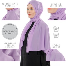 Ayisah Selda - Hijab Women's Muslima Headscarf - Silky Soft Chiffon Hijab 180 x 70 cm - Modern Islamic Chiffon Headscarves for Women - Turkish Premium Quality - Women's Scarf, Light Purple, 180 x 70 cm