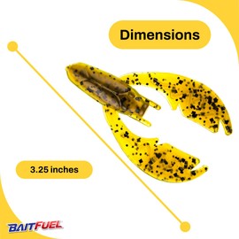 BAITFUEL PACA Chunk Sr Creature Bait Infused with Supercharged X55 Formula Gel | 3.25-Inch, Summer Craw