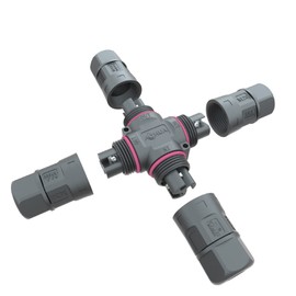 AOHUA 4 Way 3pin Junction Box IP68 Waterproof Power Cable Connector Ø5.0 mm - 9.5 mm Range (AC 300 v, 20A), UL (2 Per Pack) for Outdoor Billboards, Tunnel Lights, Road Landscape Lights, Etc