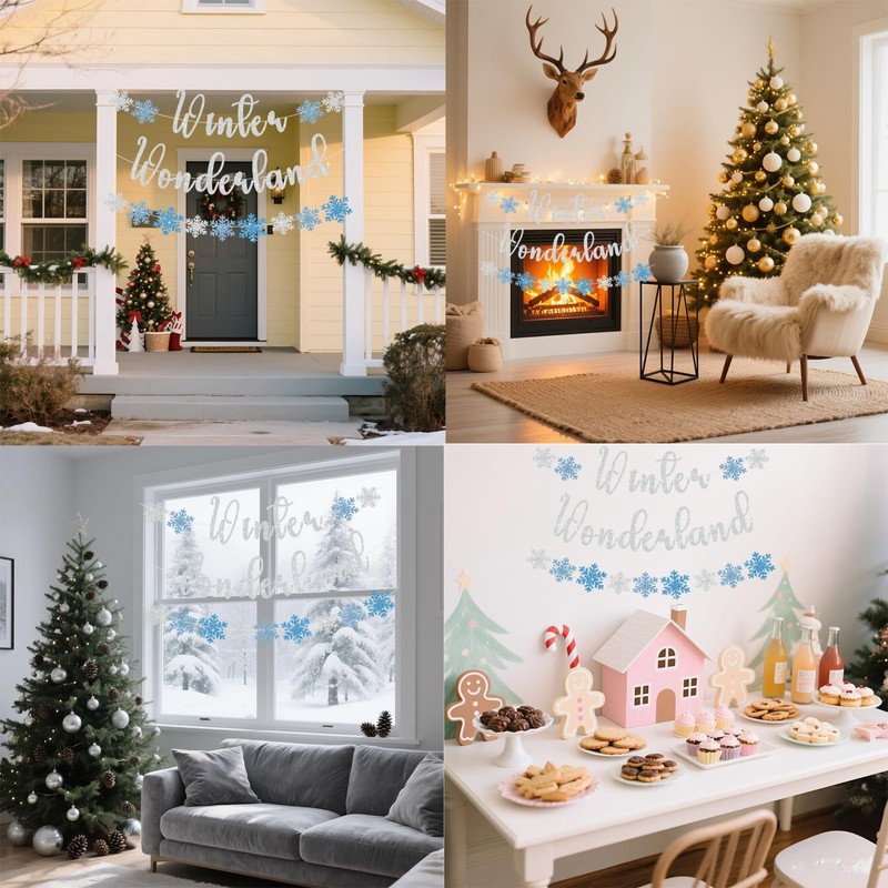 SerpizePaty Winter Wonderland Banner, Christmas Banner for Mantle