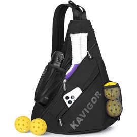 Pickleball Sling Bag Organizer for Paddles and Gear, Lightweight Crossbody Backpack with Wet Dry Pocket