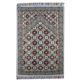Islamic Thin Janamaz Sajjadah AMN149 Portable Muslim Prayer Mat Sajadah Carpet Chenille Woven Embroidered Rug Travel Namaz Area (Color_02)