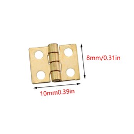Guifeng 100PCS 10x8mm Pure Copper Mini Hinge Gold for Wooden Jewellery Box, Cabinet Drawer Butt Hinge Connector, Gift Box, Small DIY Crafts